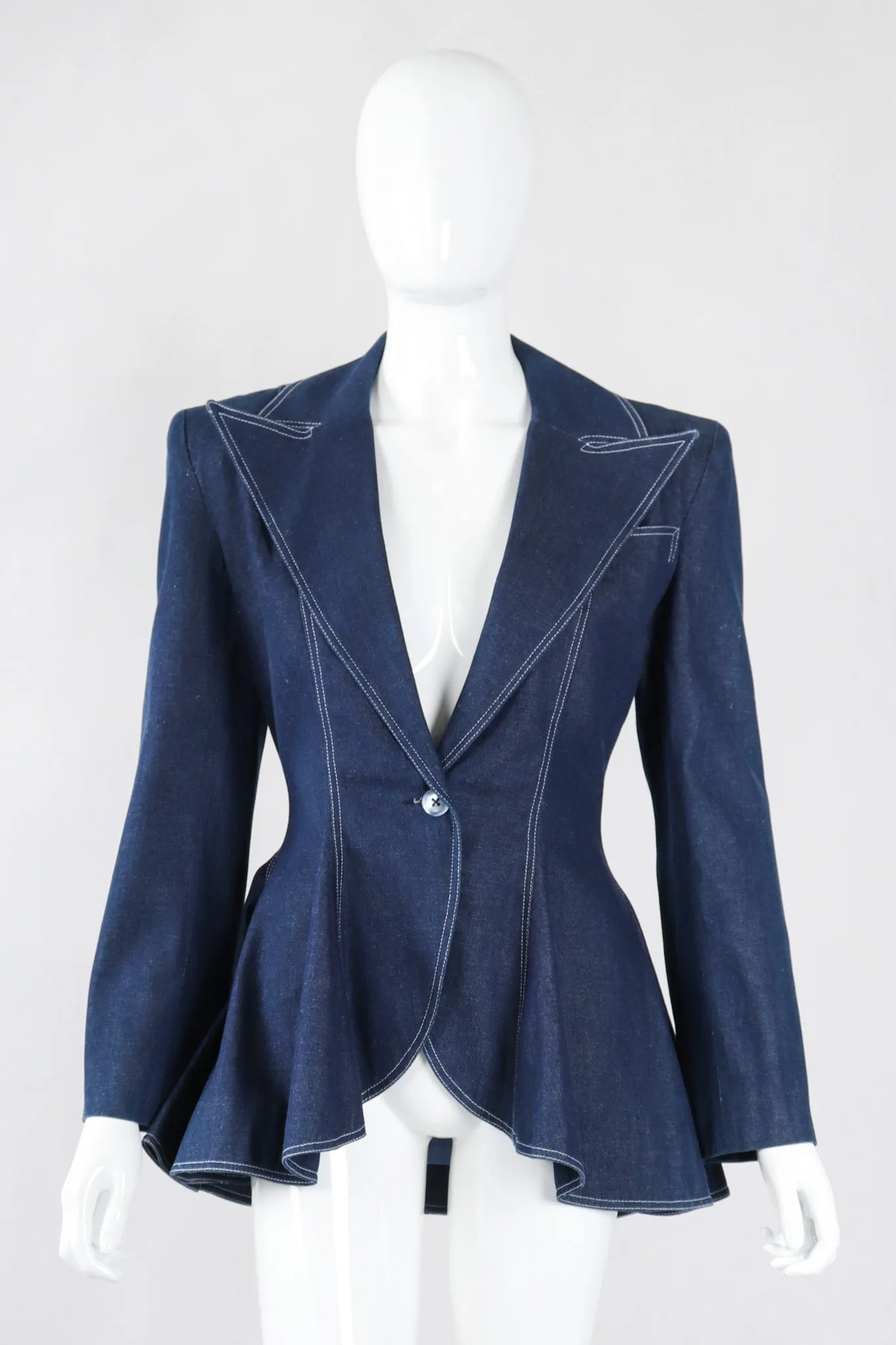 Denim Wide Lapel Flare Jacket