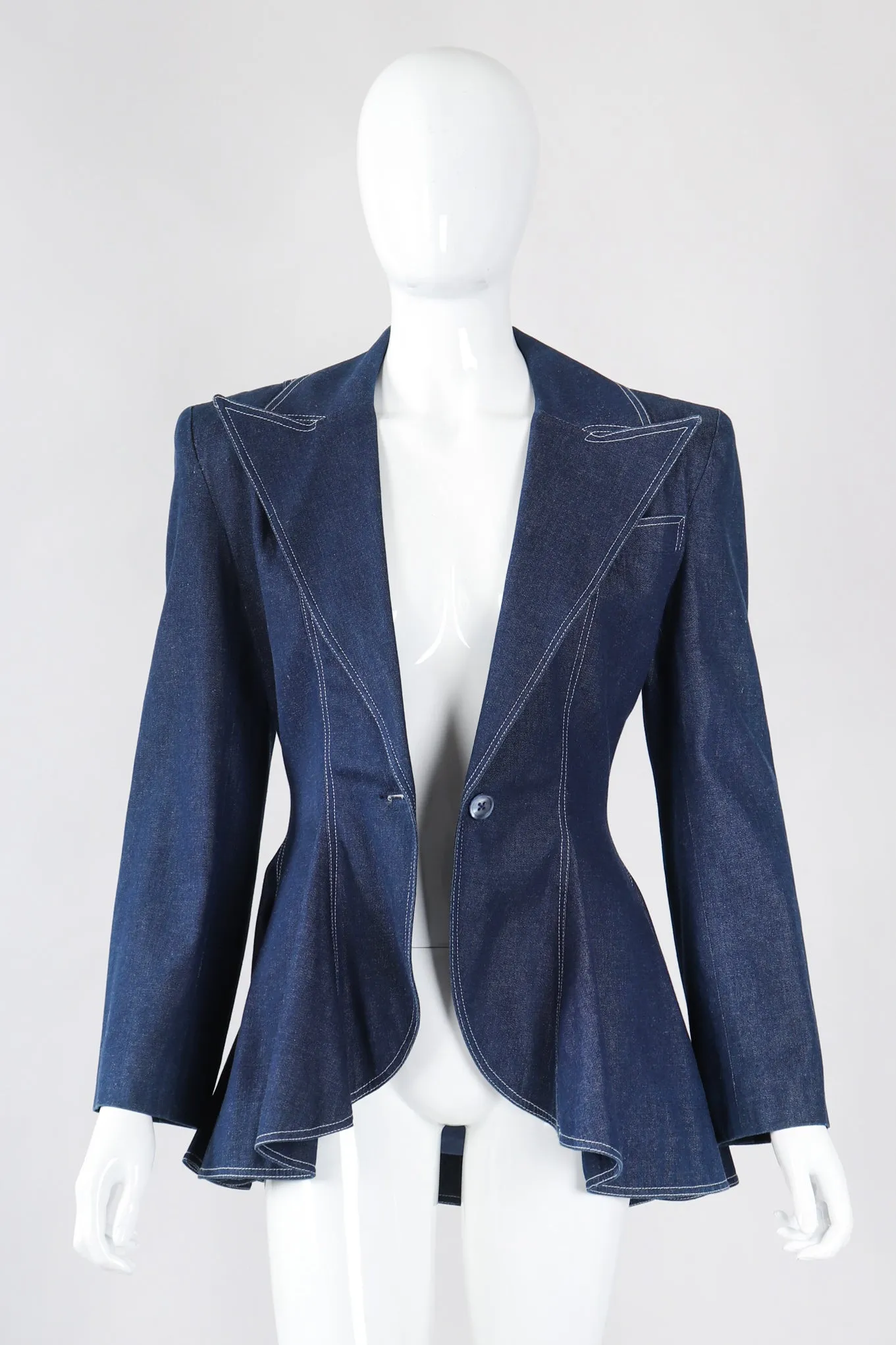 Denim Wide Lapel Flare Jacket