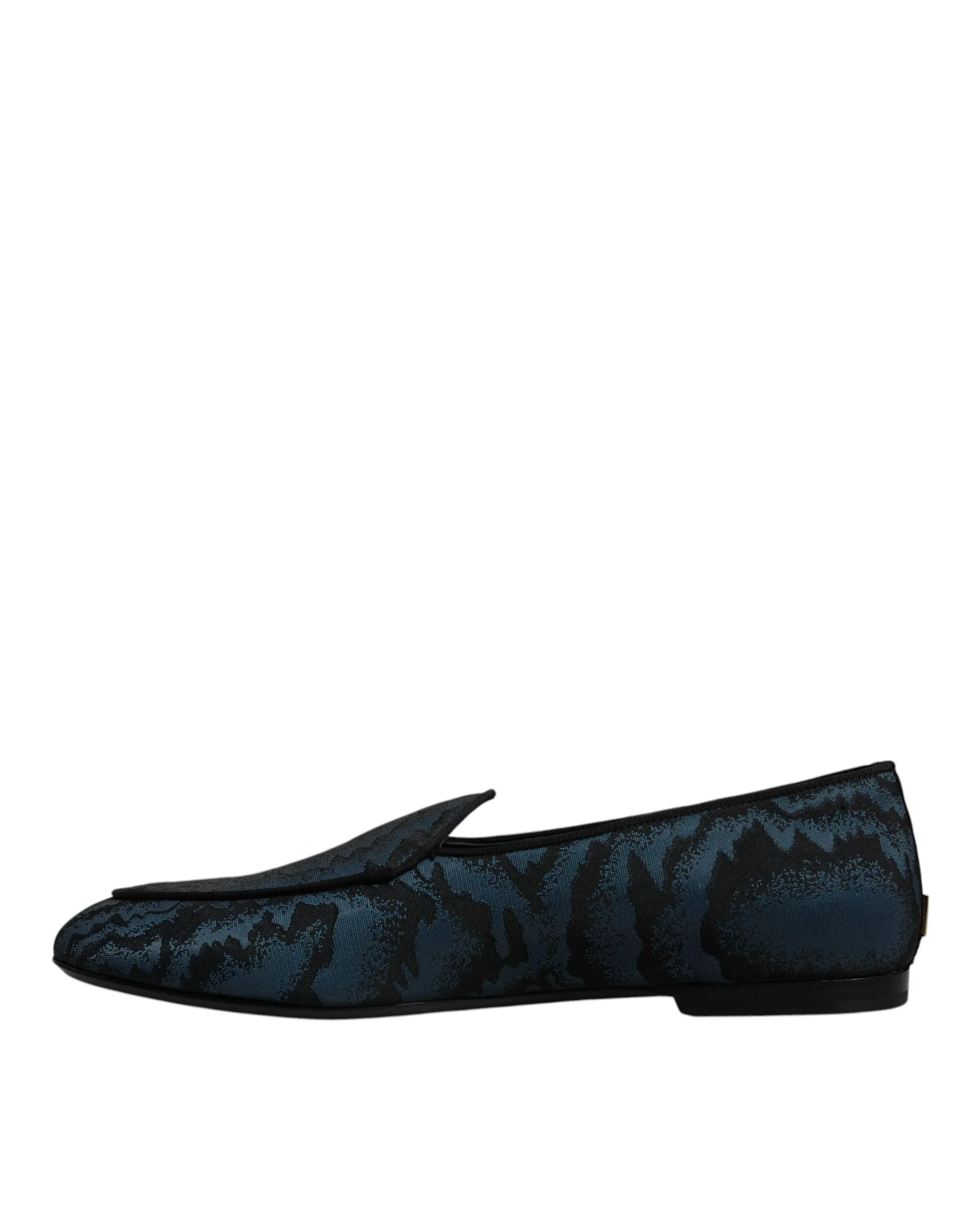 Dolce&Gabbana Men Dark Blue Loafers Polyester Printed Formal Flat Shoes Sz EU 43