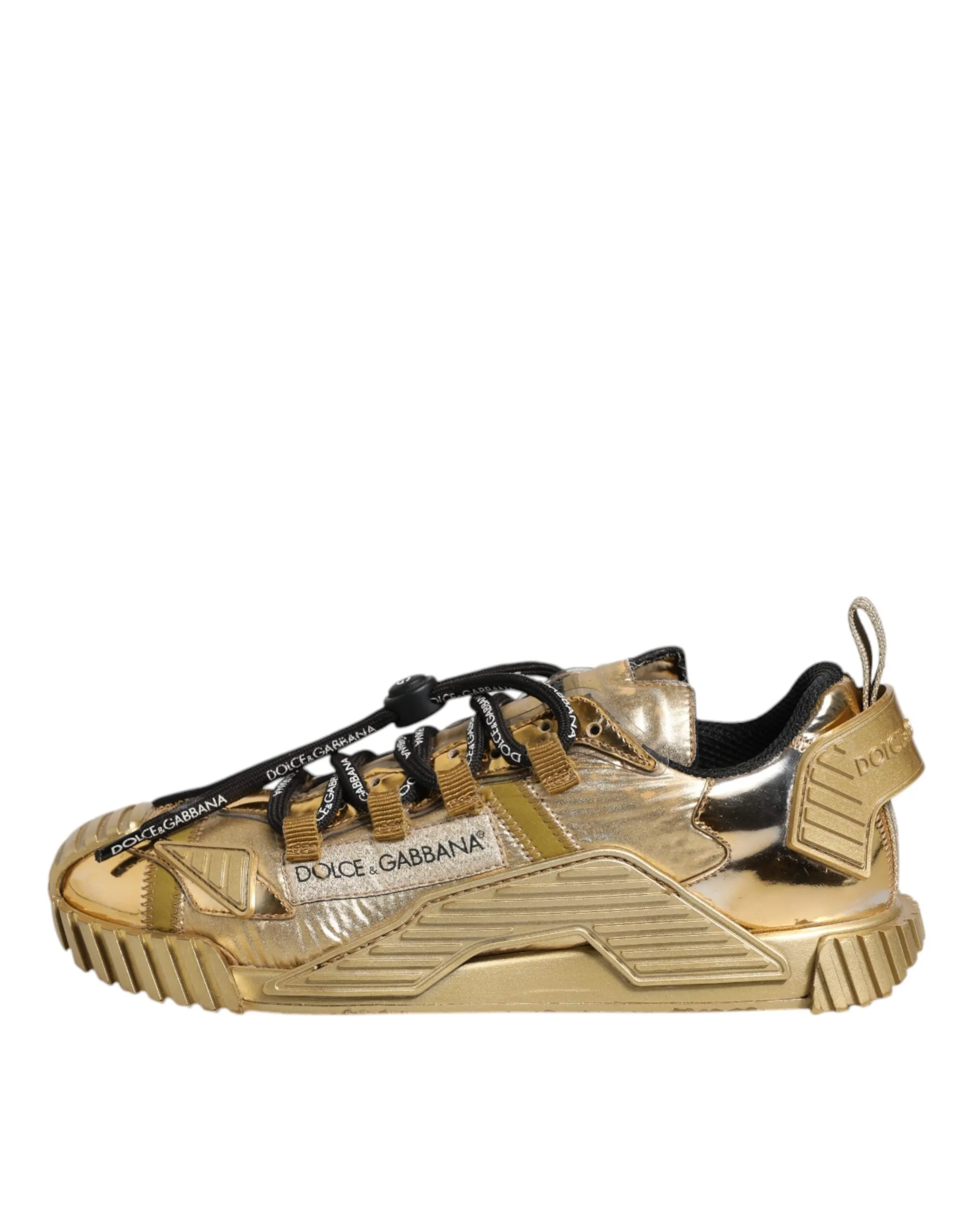 Dolce&Gabbana NS1 Women Gold Sneakers Polyester Low Top Flat Trainer Shoes EU 38
