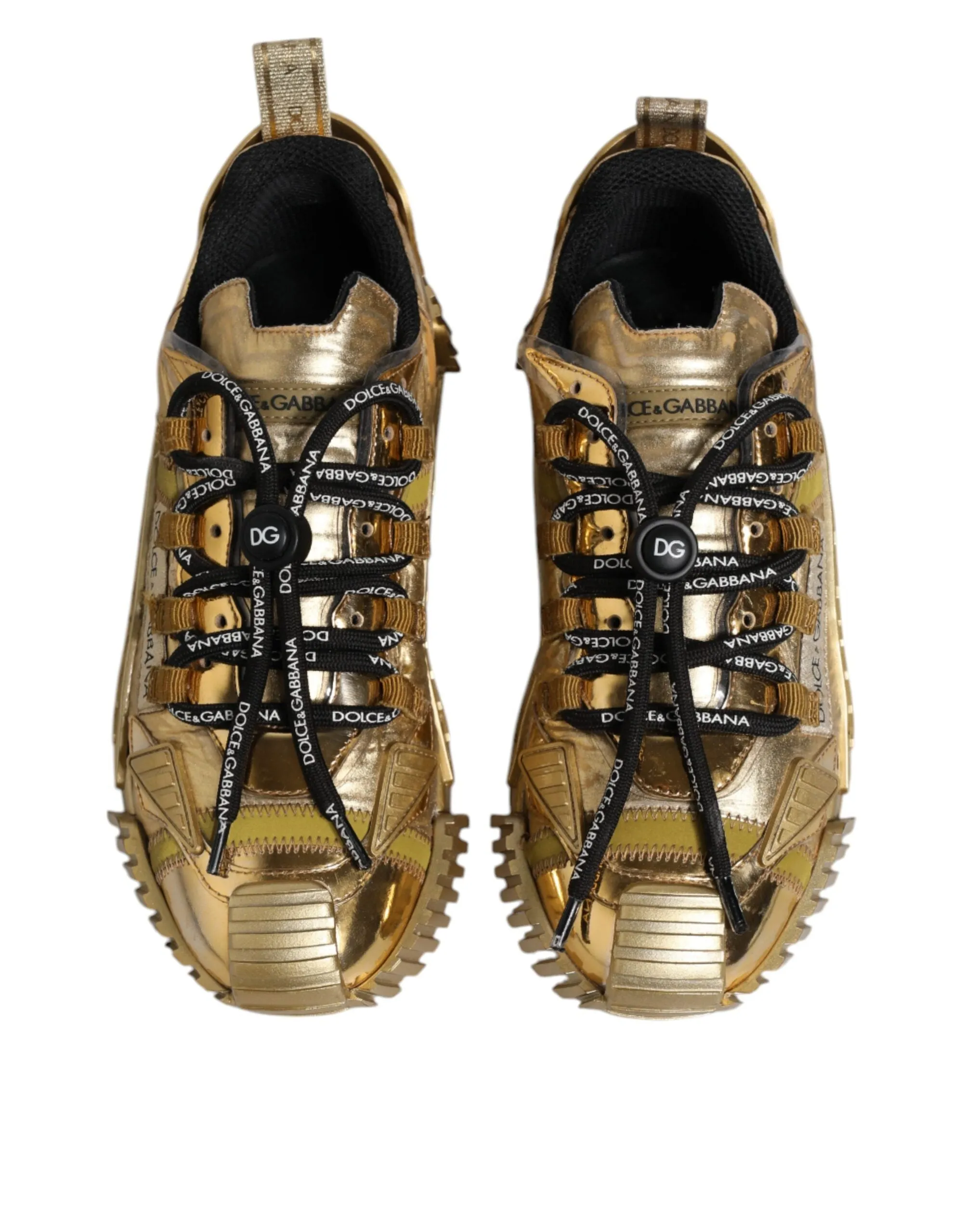 Dolce&Gabbana NS1 Women Gold Sneakers Polyester Low Top Flat Trainer Shoes EU 38