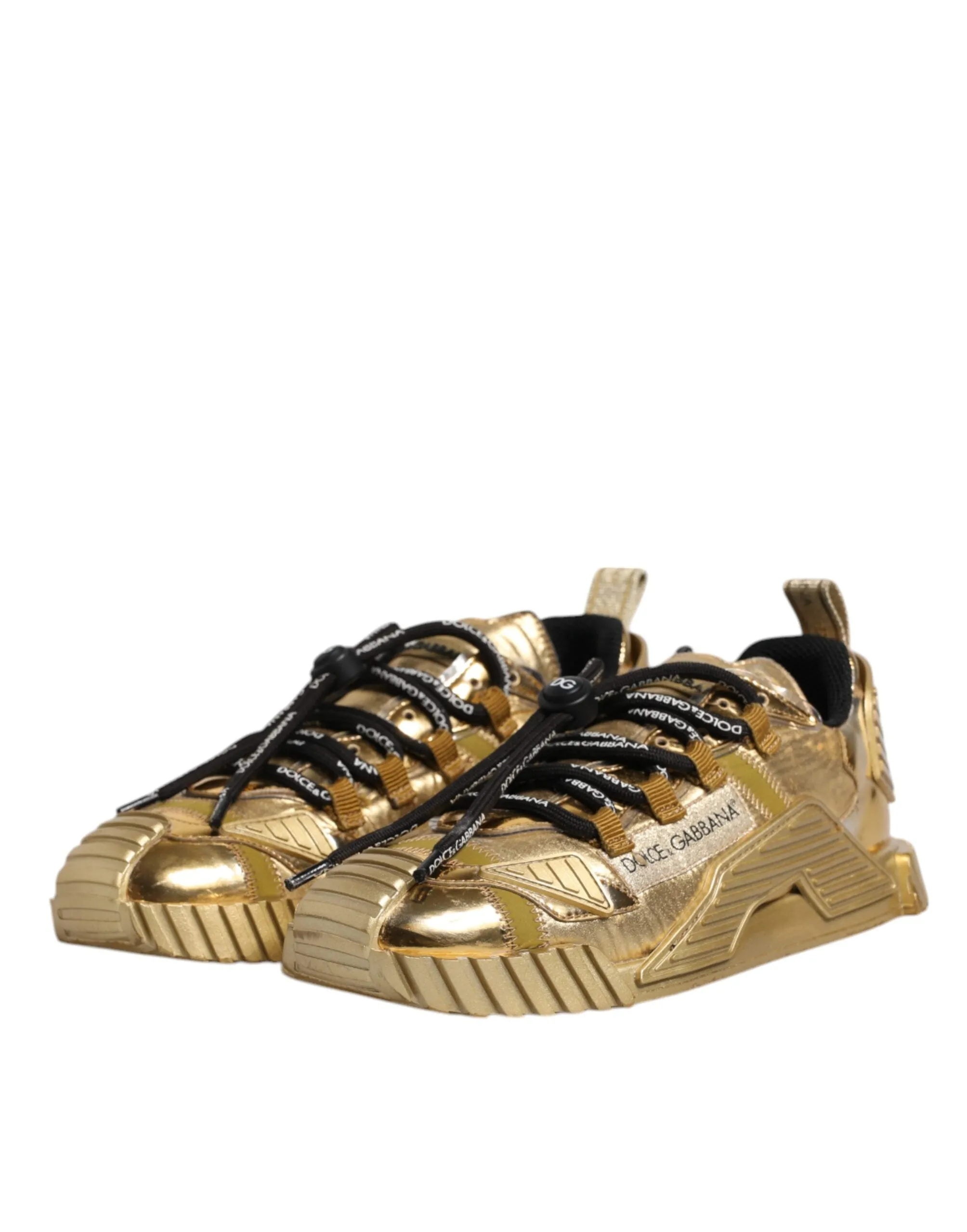 Dolce&Gabbana NS1 Women Gold Sneakers Polyester Low Top Flat Trainer Shoes EU 38