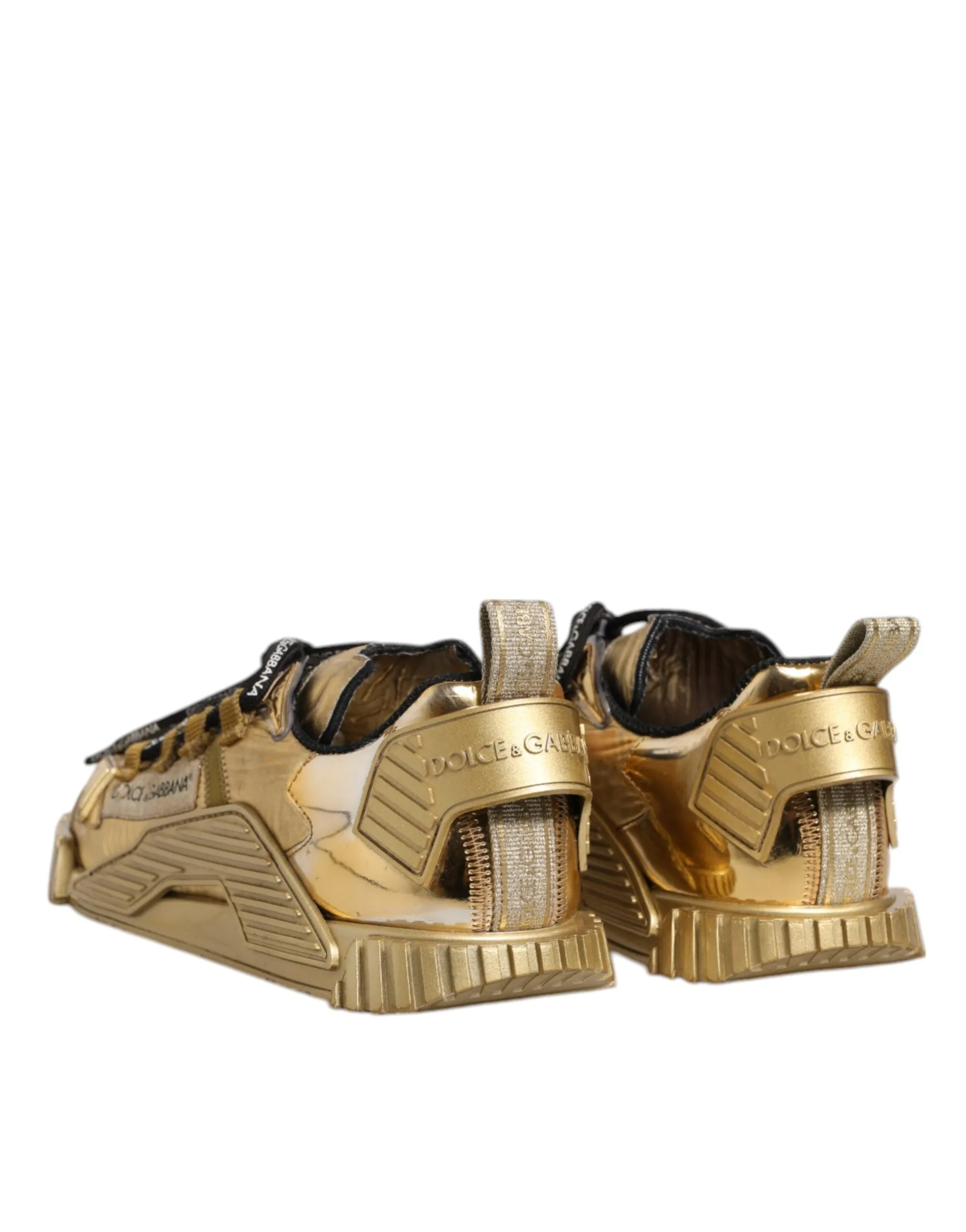 Dolce&Gabbana NS1 Women Gold Sneakers Polyester Low Top Flat Trainer Shoes EU 38