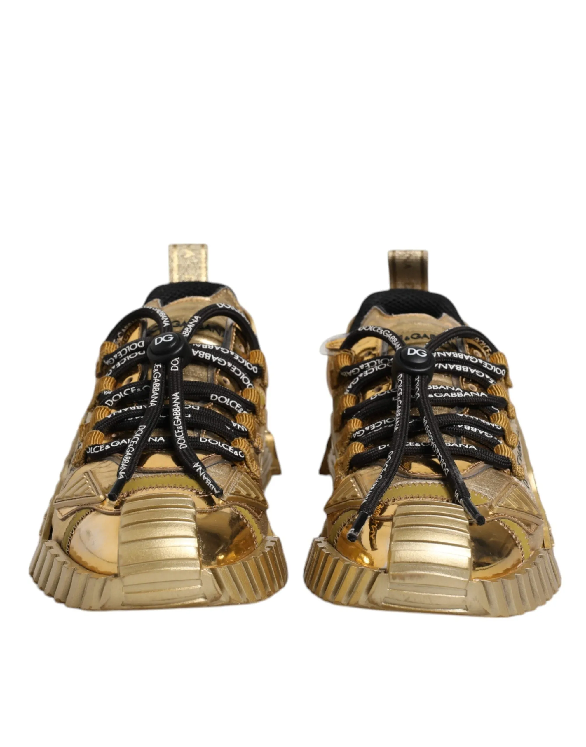 Dolce&Gabbana NS1 Women Gold Sneakers Polyester Low Top Flat Trainer Shoes EU 38