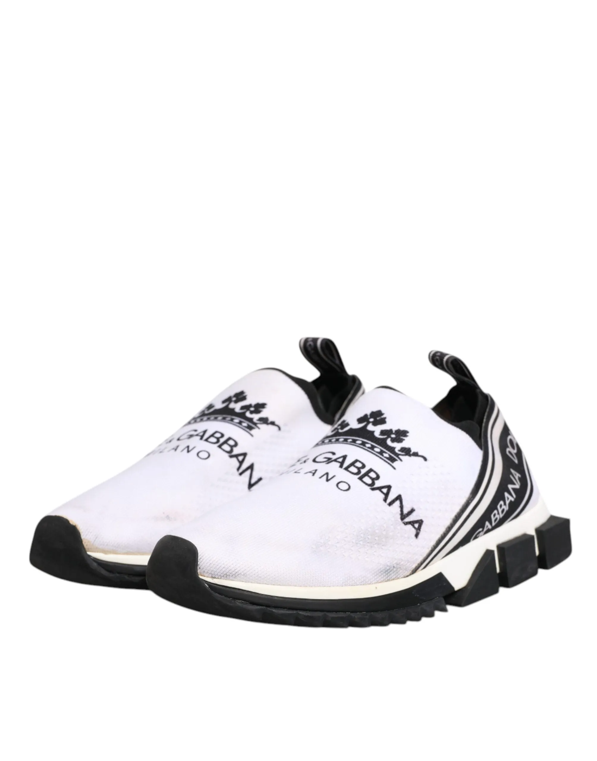 Dolce&Gabbana Sorrento Men White Sneakers Polyester Printed Trainer Shoes EUR 43