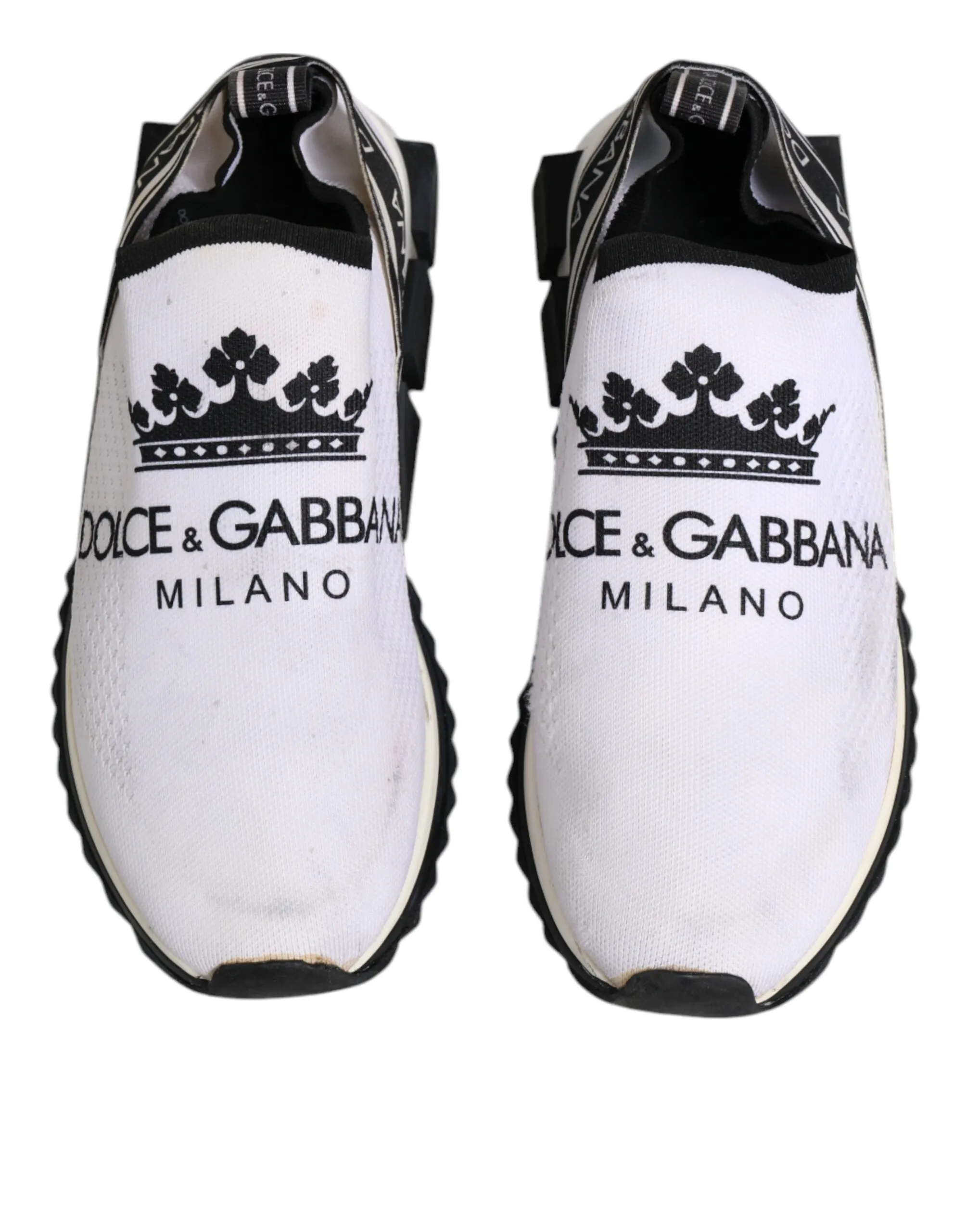 Dolce&Gabbana Sorrento Men White Sneakers Polyester Printed Trainer Shoes EUR 43