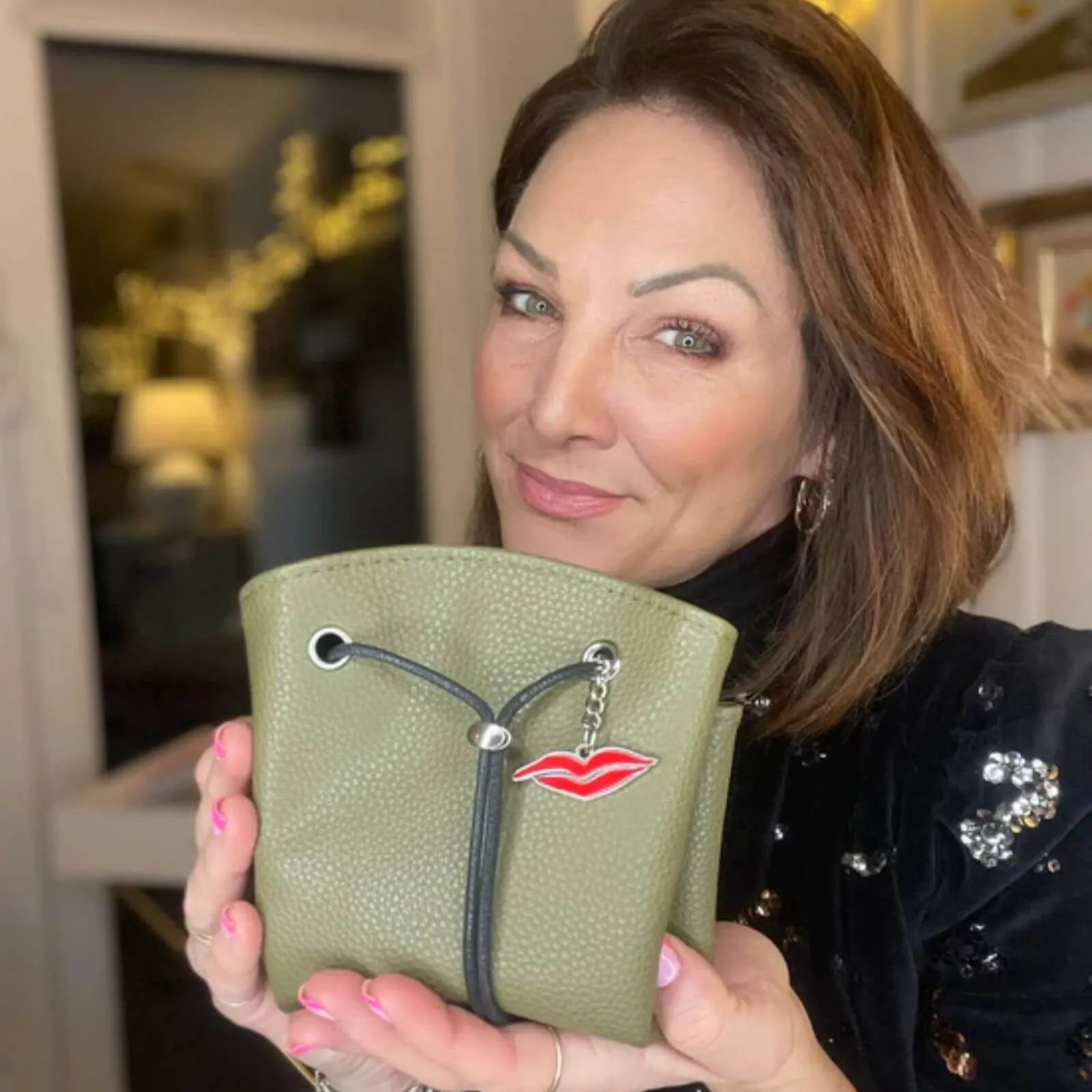 Donna May Mini Vegan Drawstring Bag - Khaki