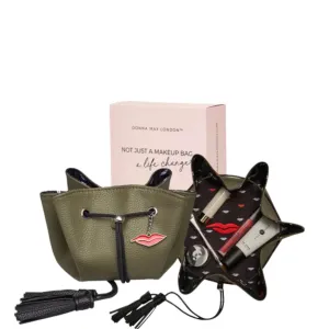 Donna May Mini Vegan Drawstring Bag - Khaki