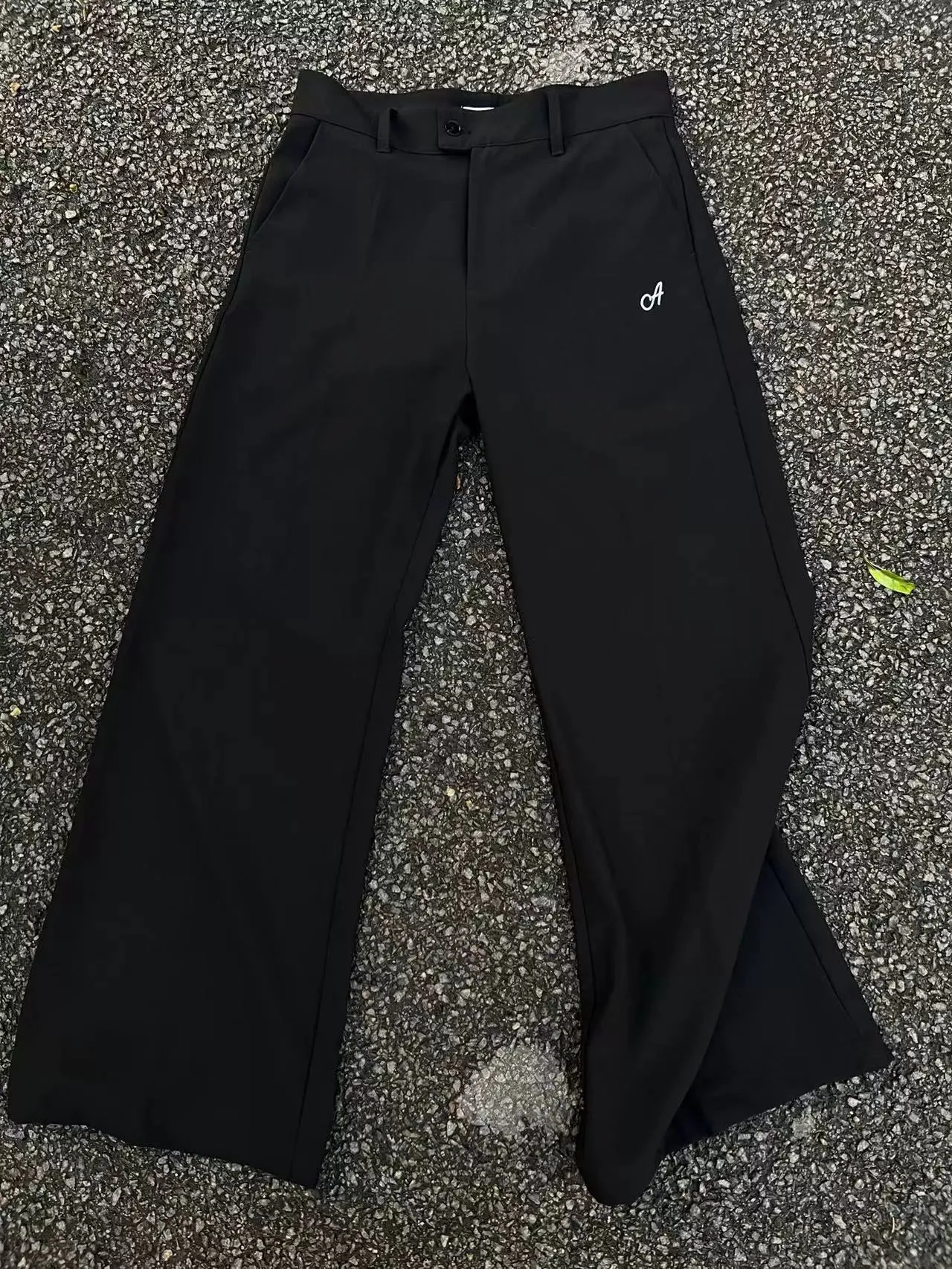 Embroidered Black Wide-Leg Trousers