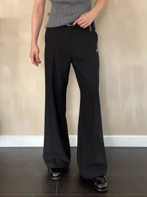 Embroidered Black Wide-Leg Trousers