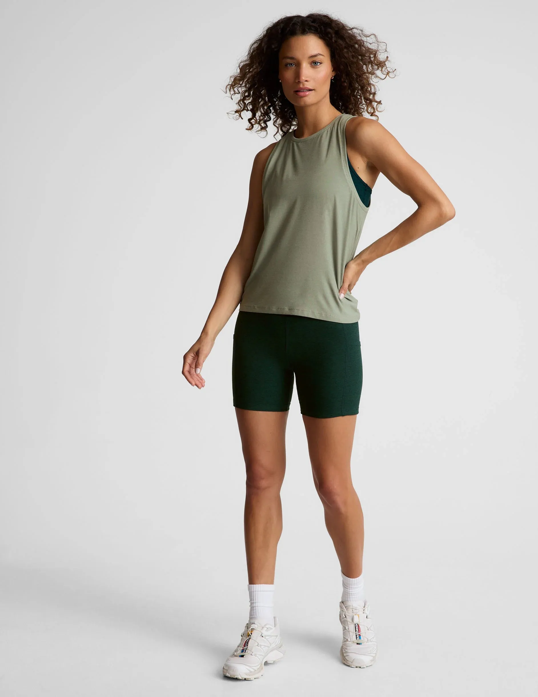 Featherweight Rebalance Tank by Beyond Yoga | Grey Sage Hthr