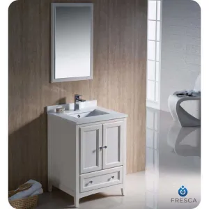 Fresca FVN2024AW Oxford 24" Antique White Traditional Bathroom Vanity
