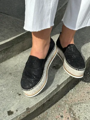 Gaimo Sort glitter espadrillos med platå