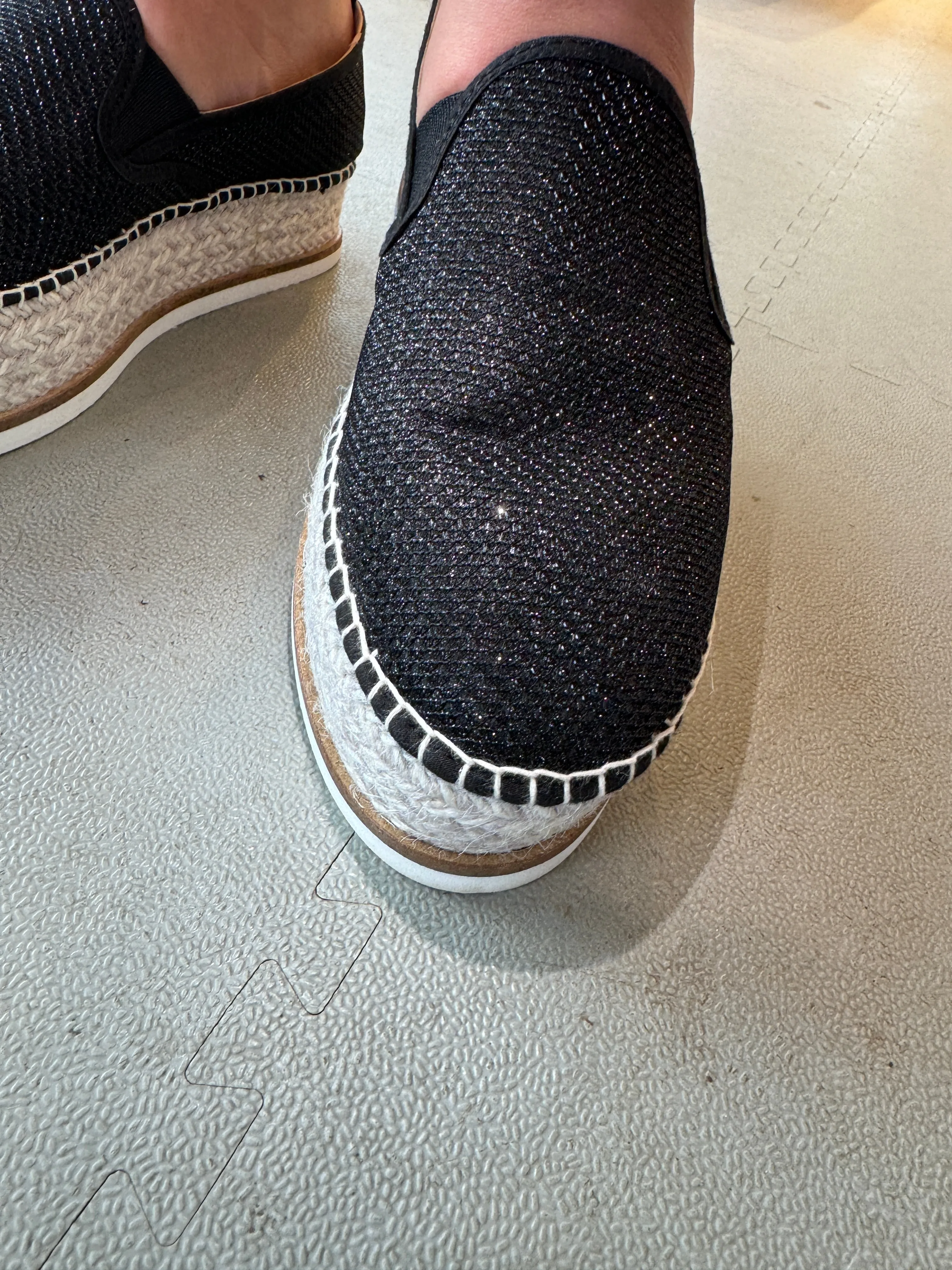 Gaimo Sort glitter espadrillos med platå