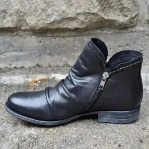 Genuine leather boots women's Vintage Punk Boots