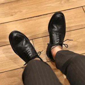 Genuine leather retro breathable all-match round toe men's shoes