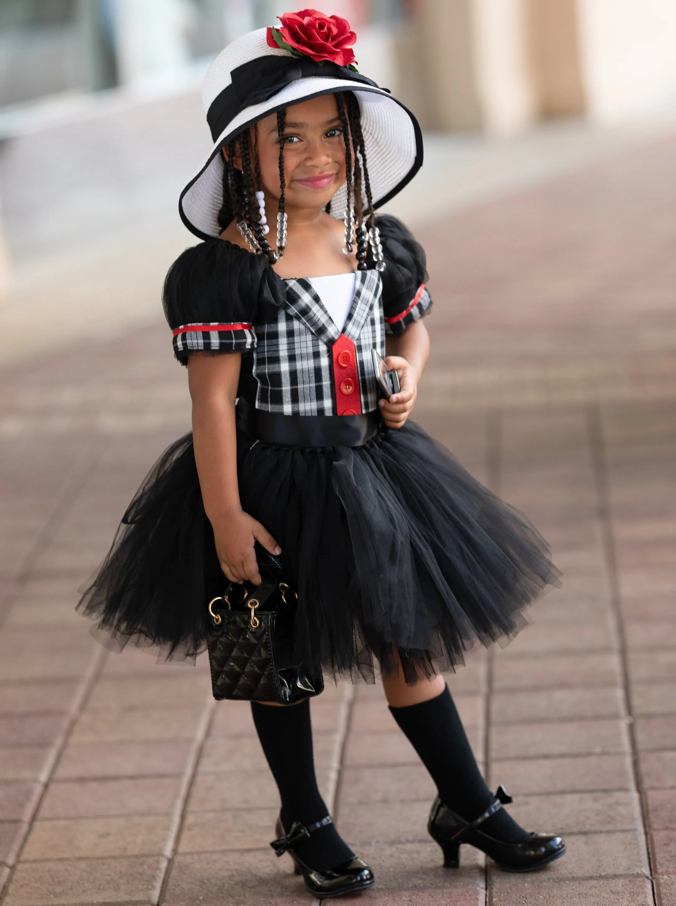 Girls 90s Beverly Hills Preppy Tutu Dress
