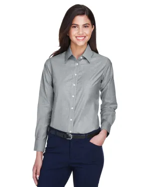 Harriton Ladies Long Sleeve Oxford with Stain-Release | Oxford Grey