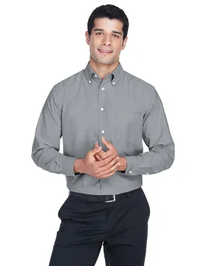 Harriton Mens Long Sleeve Oxford with Stain-Release | Oxford Grey