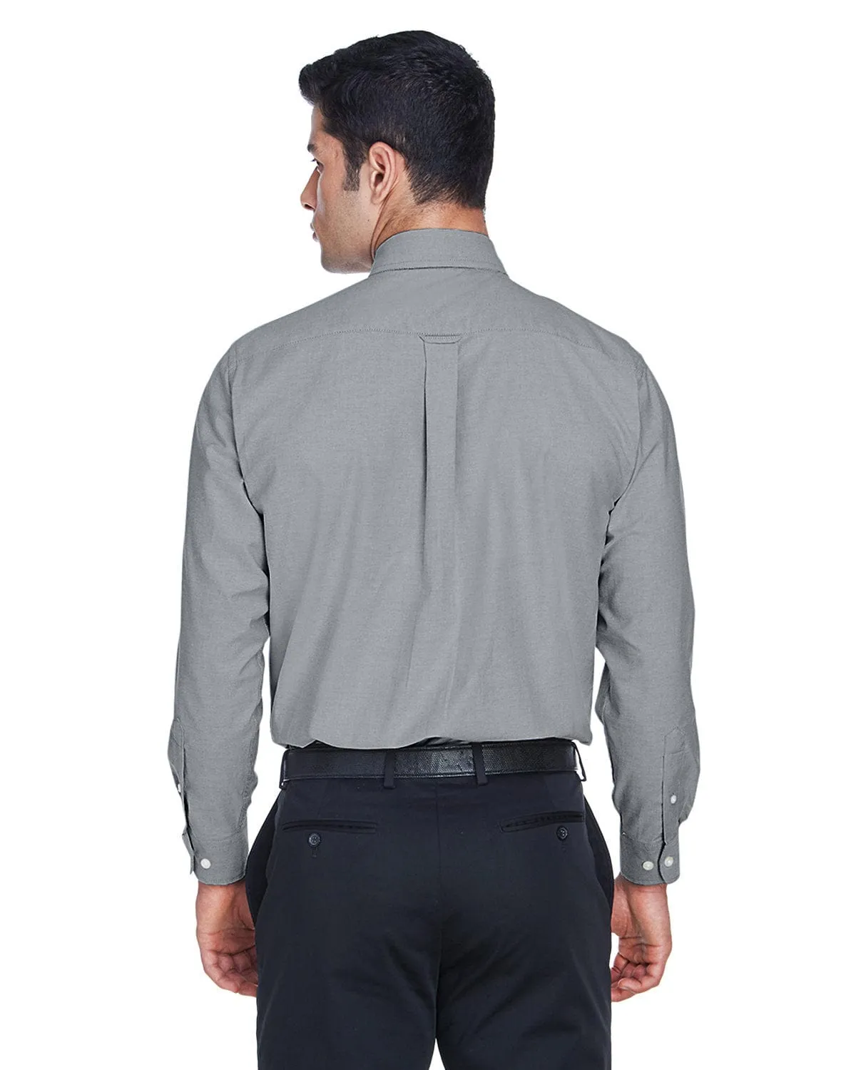 Harriton Mens Long Sleeve Oxford with Stain-Release | Oxford Grey