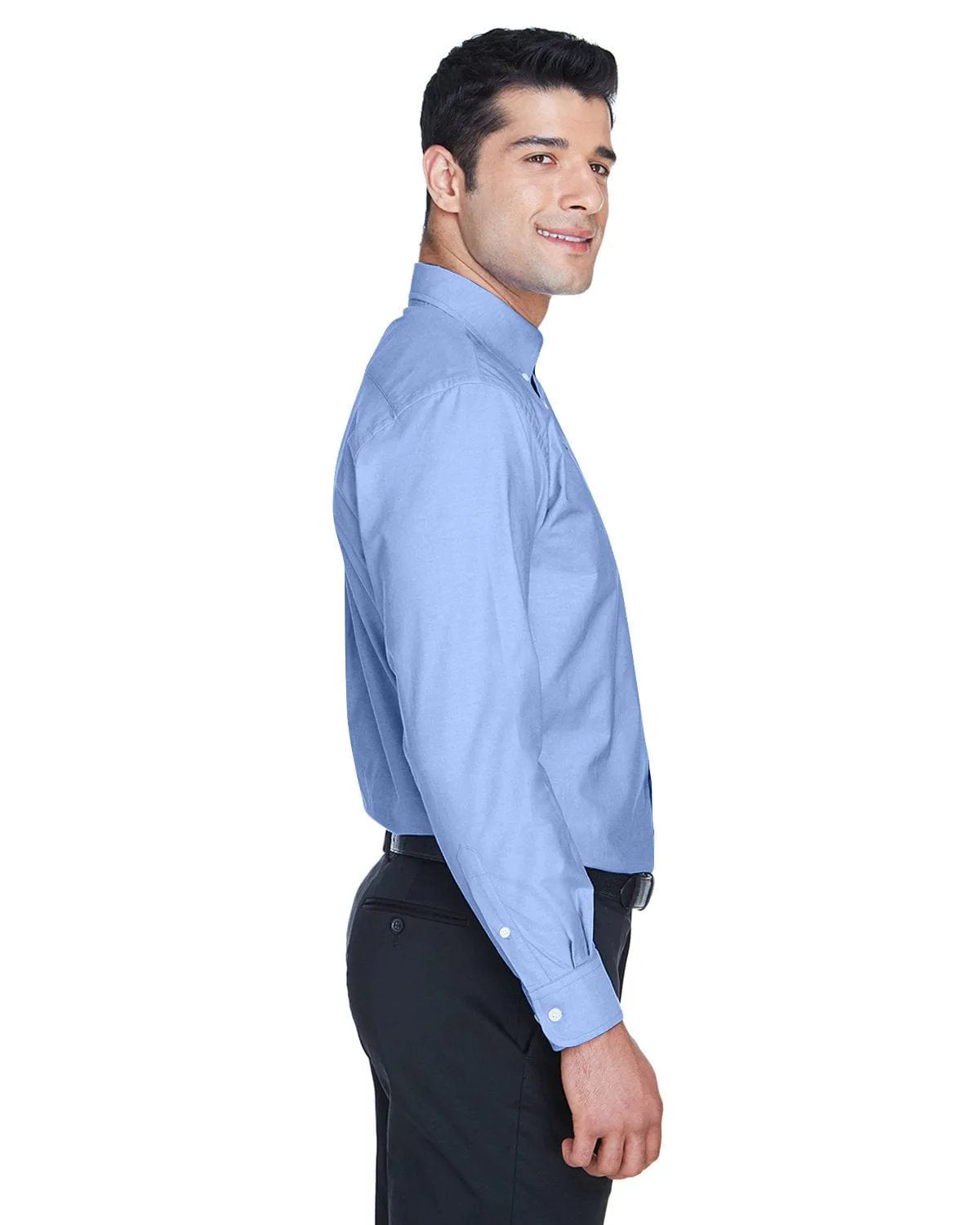Harriton Mens Long Sleeve Oxford with Stain-Release