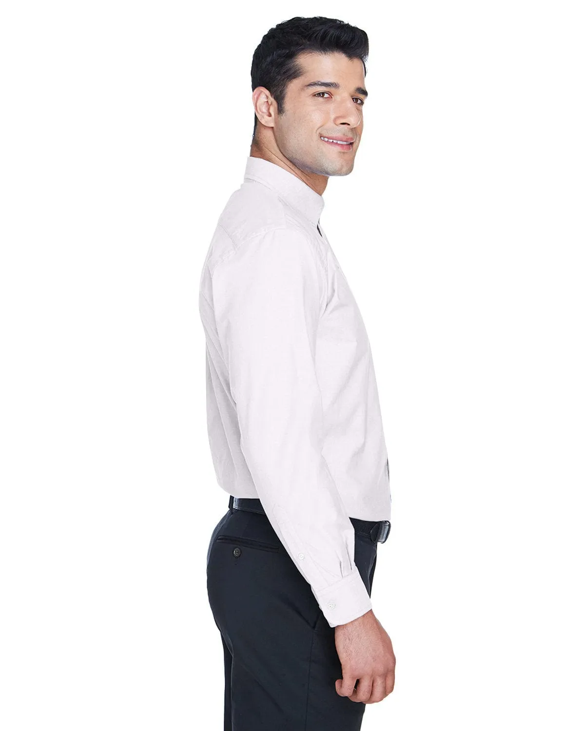 Harriton Mens Long Sleeve Oxford with Stain-Release