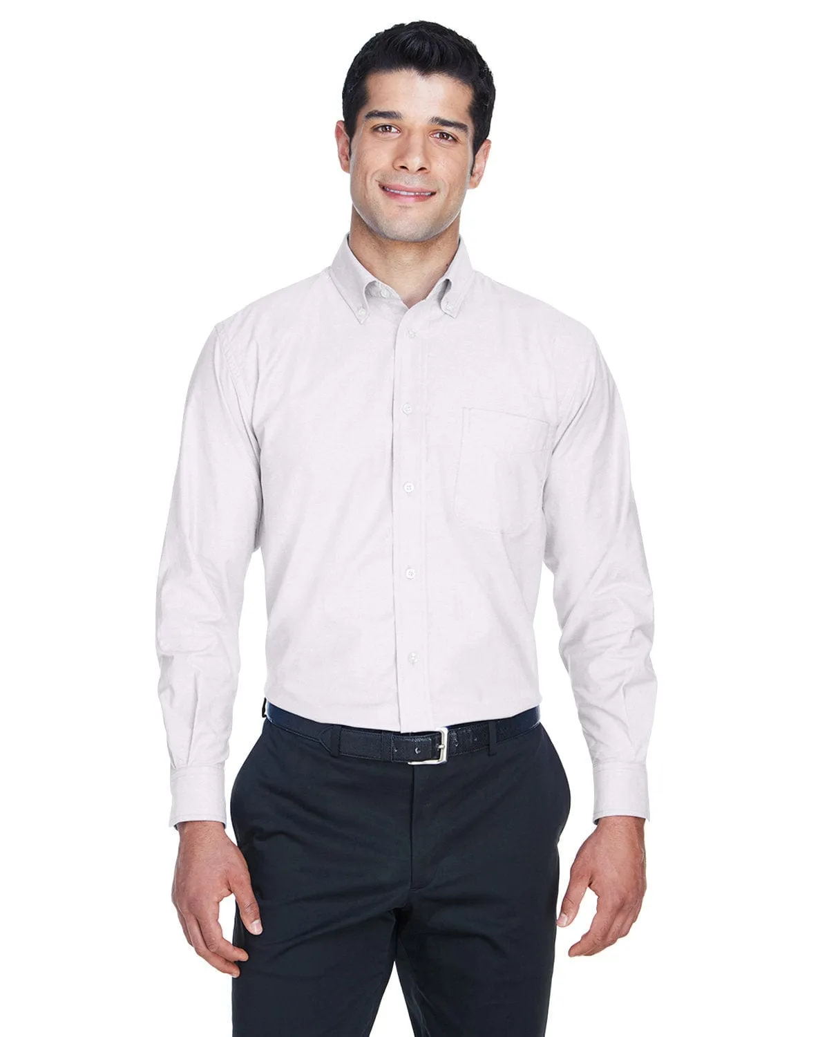 Harriton Mens Long Sleeve Oxford with Stain-Release