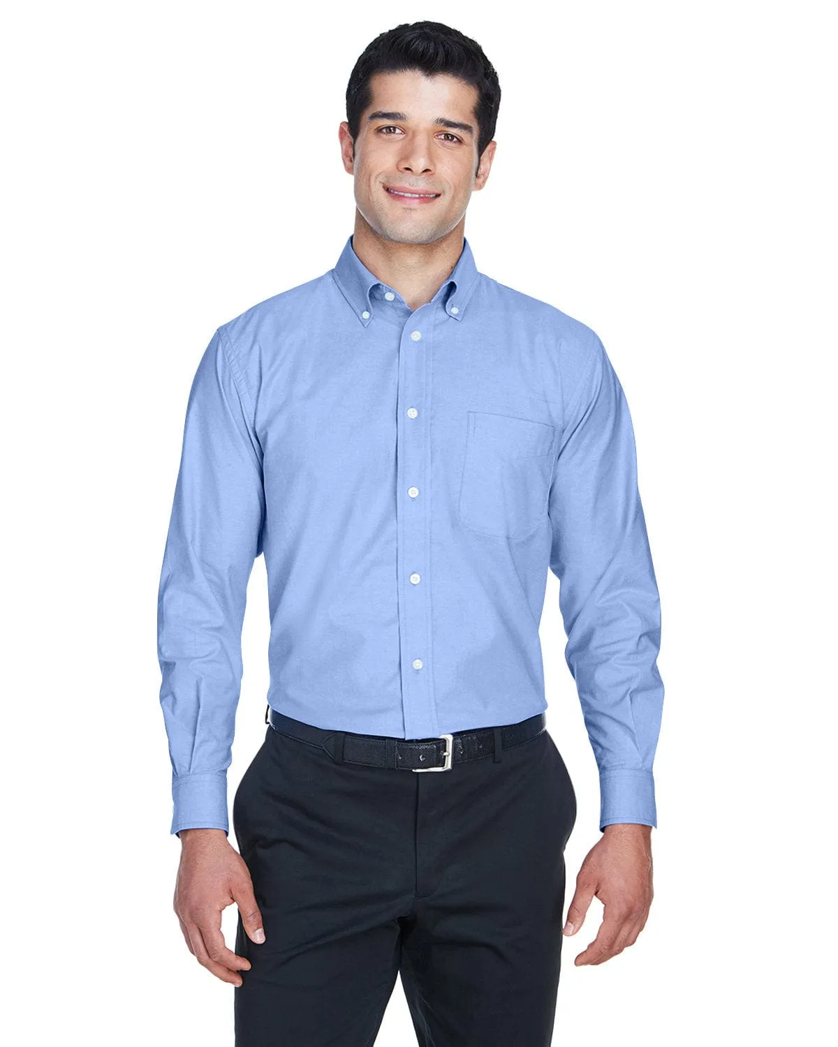 Harriton Mens Long Sleeve Oxford with Stain-Release