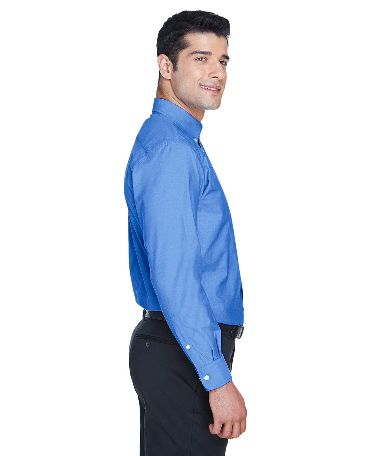 Harriton Mens Long Sleeve Oxford with Stain-Release