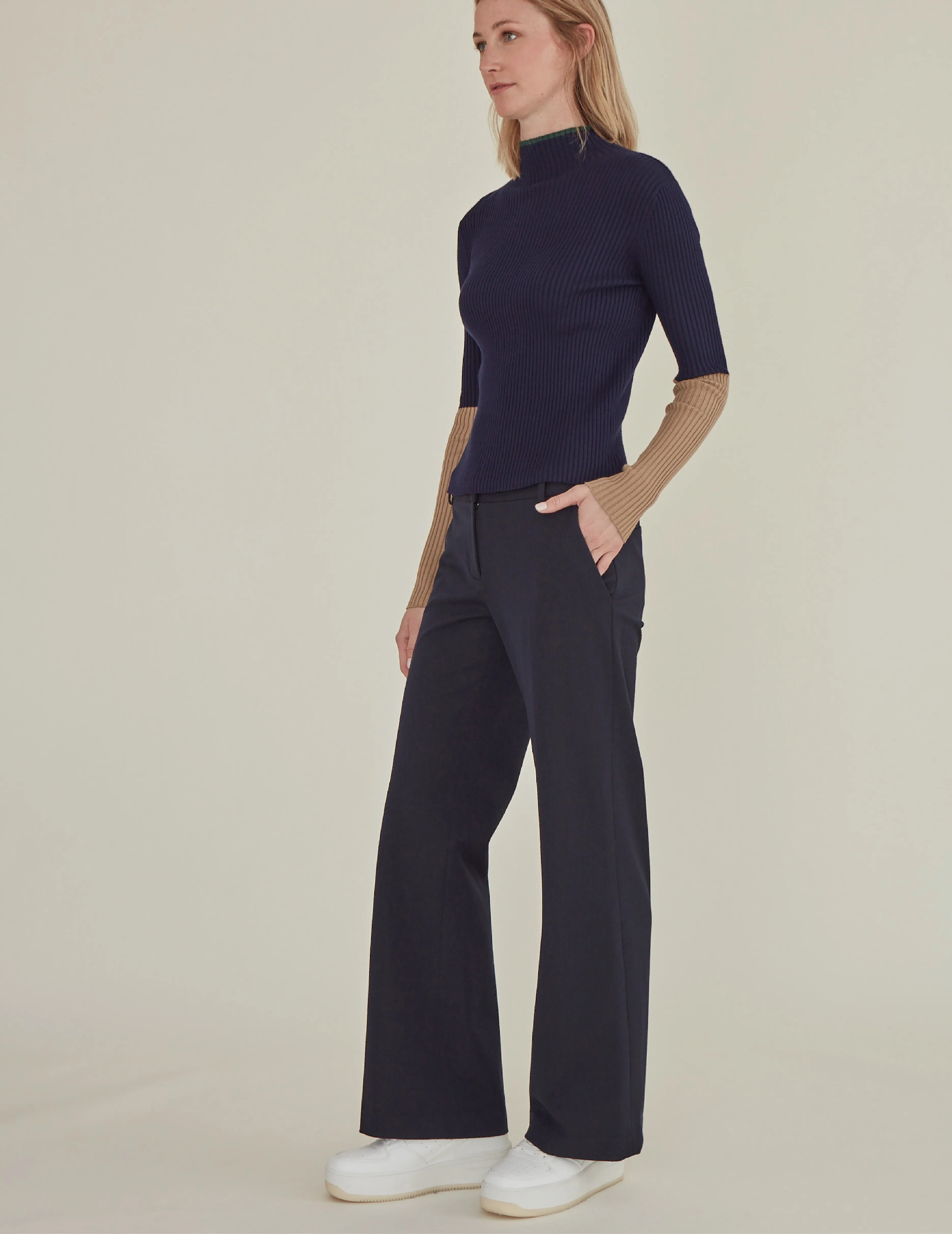 'HELLO' / Straight Fit Trousers • Navy