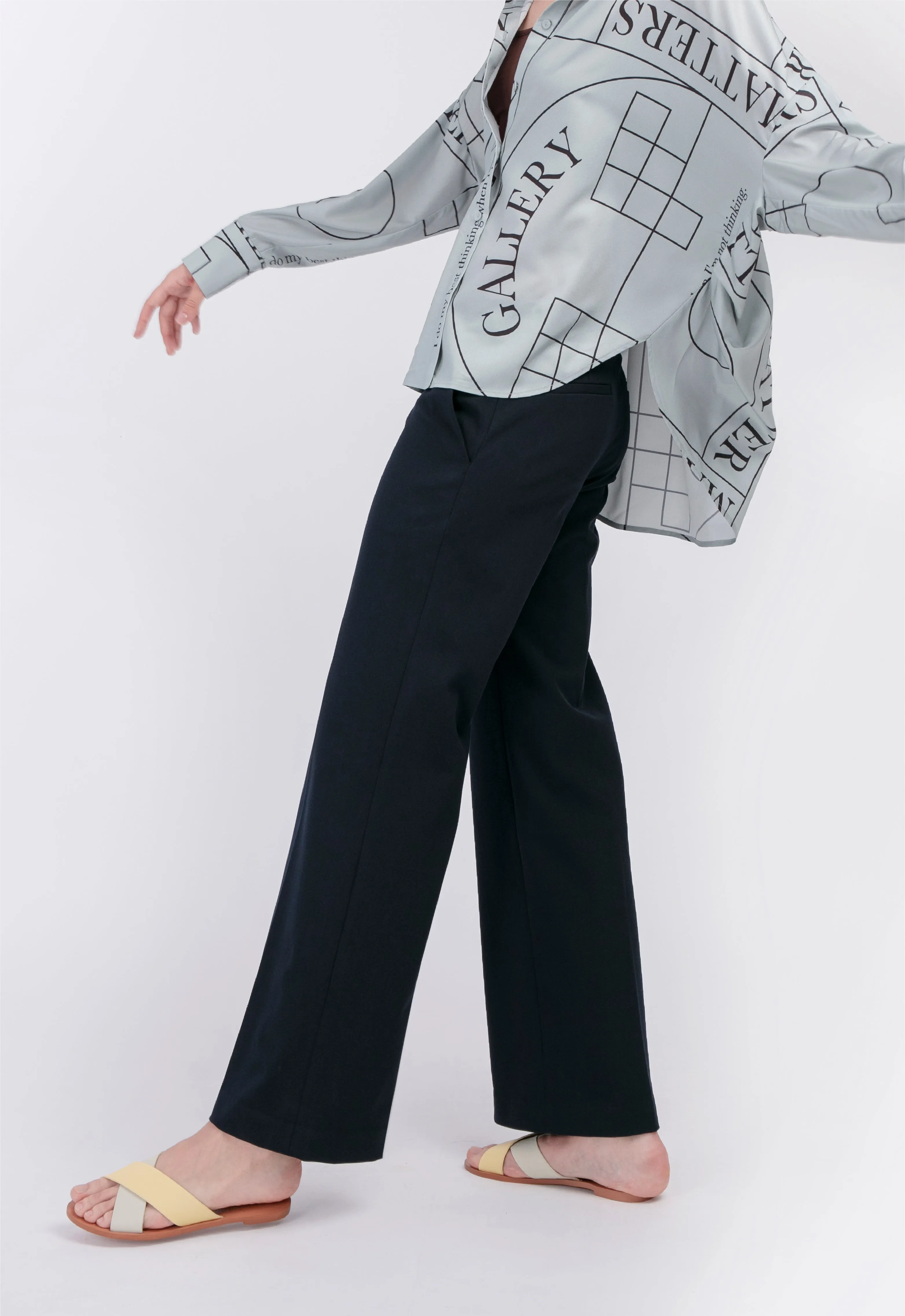'HELLO' / Straight Fit Trousers • Navy