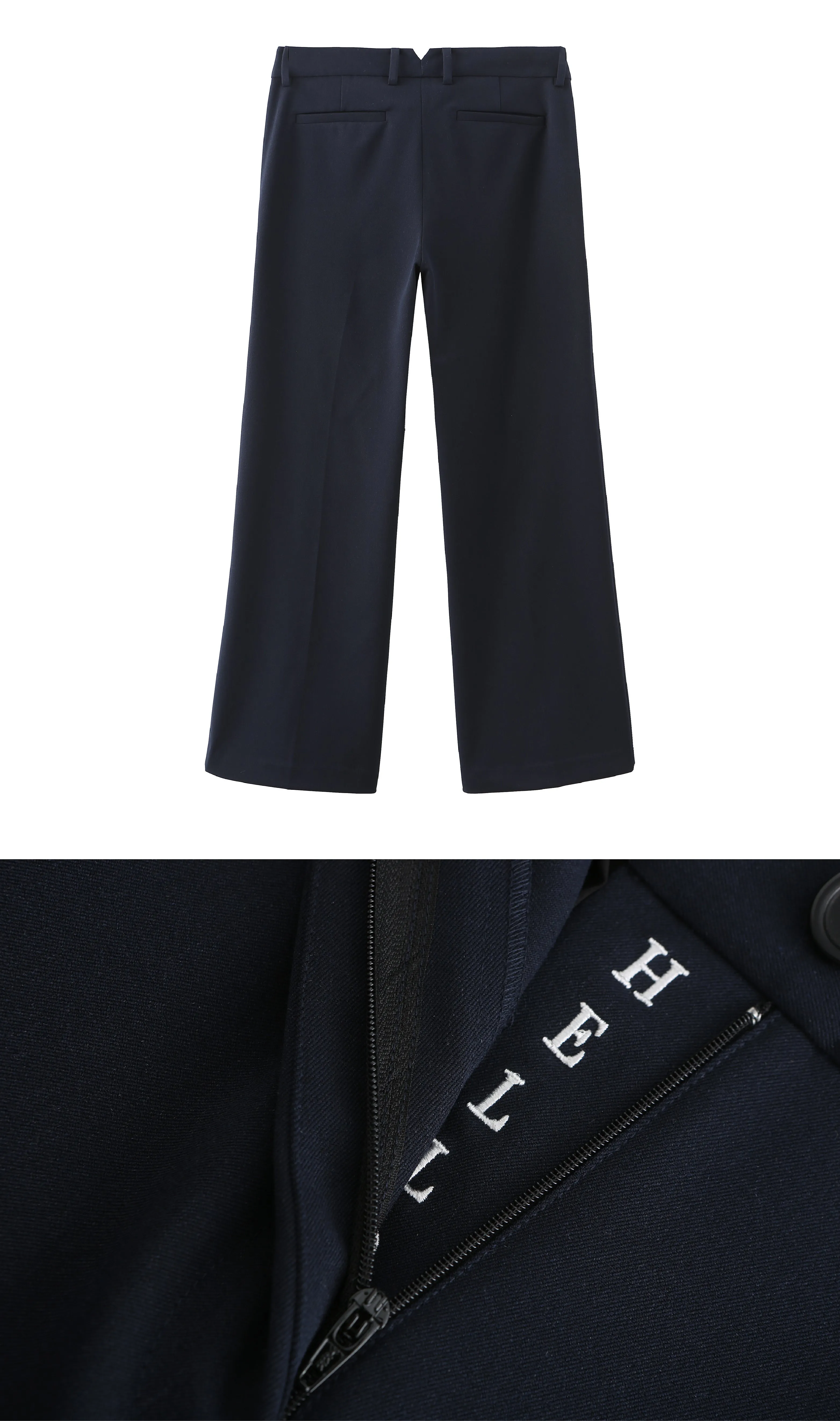 'HELLO' / Straight Fit Trousers • Navy