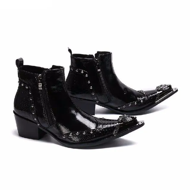 italian military dress boots steel pointed toe high heels western styles brown double buckle strap cowboy boots shoes man
