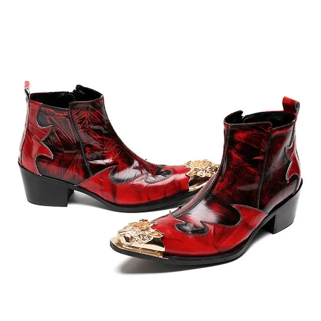 italian military dress boots steel pointed toe high heels western styles brown double buckle strap cowboy boots shoes man