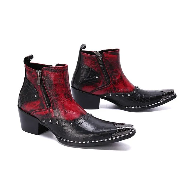 italian military dress boots steel pointed toe high heels western styles brown double buckle strap cowboy boots shoes man