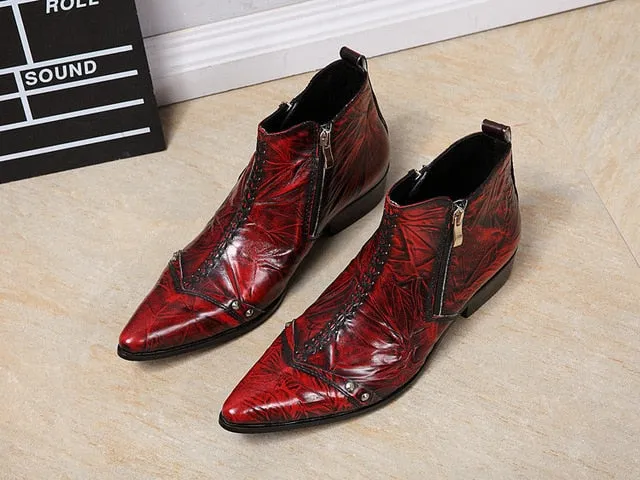 italian military dress boots steel pointed toe high heels western styles brown double buckle strap cowboy boots shoes man