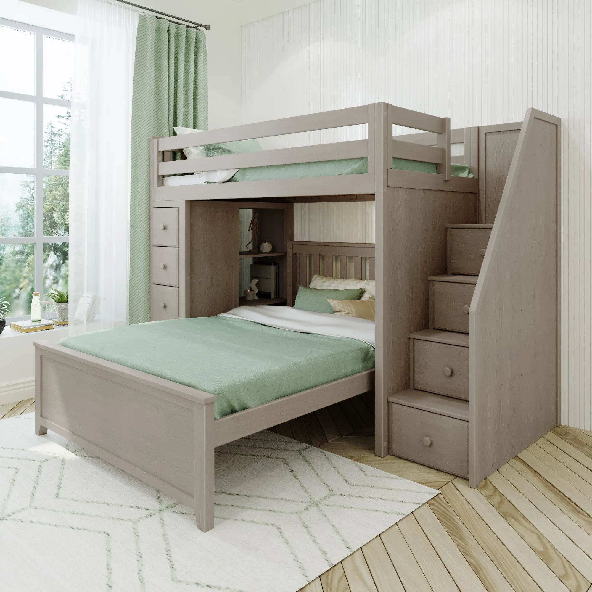 Jackpot Deluxe Oxford Staircase Loft Bed Storage   Twin Bed
