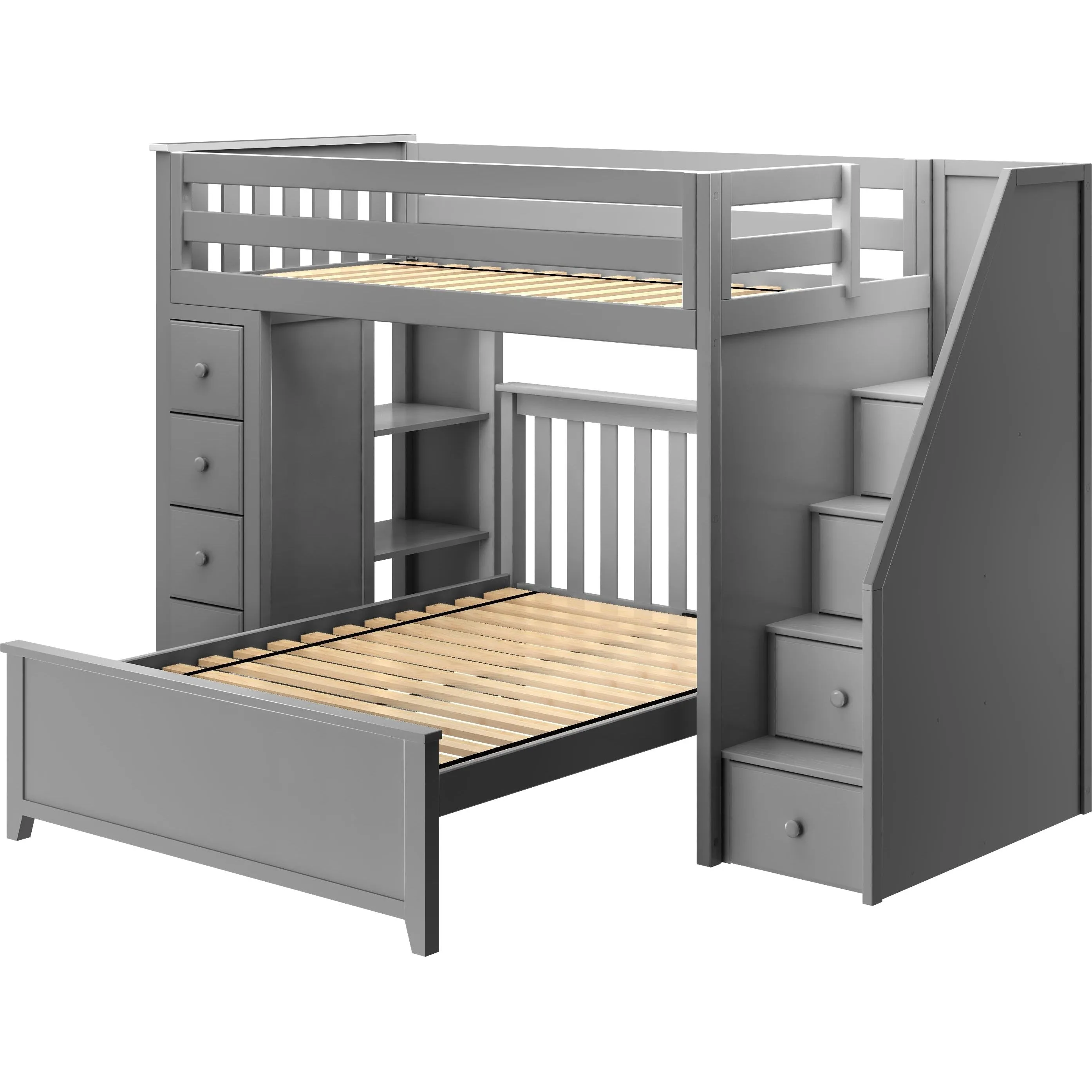 Jackpot Deluxe Oxford Staircase Loft Bed Storage   Twin Bed