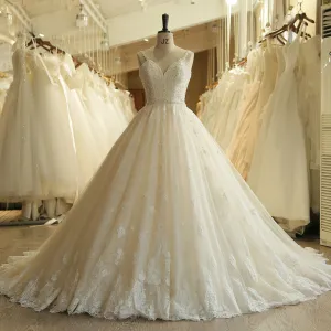 Lace Vintage Pearls Bridal Wedding Dress