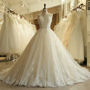 Lace Vintage Pearls Sweetheart Wedding Dress