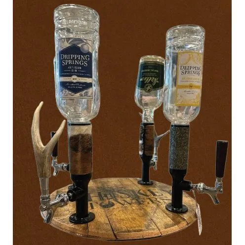 Lazy Susan Whiskey Tower 4 Bottle Liquor Dispenser