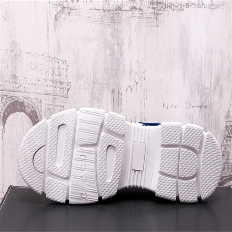 Leather Men Shoes Punk Sneakers Hip Hop High Tops