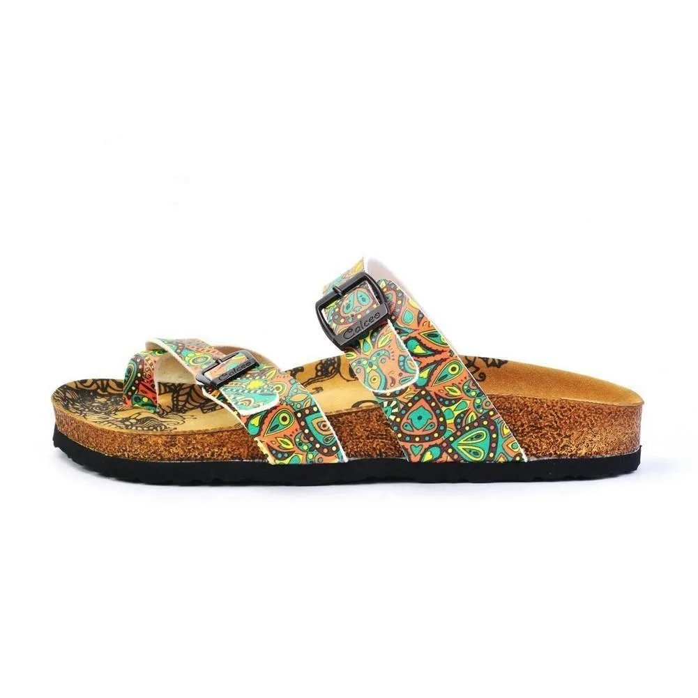 Light Blue and Orange, Yellow Drop Patterns Sandal - CAL1011
