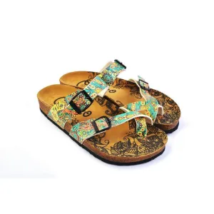 Light Blue and Orange, Yellow Drop Patterns Sandal - CAL1011