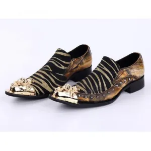 Luxury Metal Tip Formal Men Dress Shoes Leather Spikes Studded Men's Evening Wedding Party Shoes Plus Size
