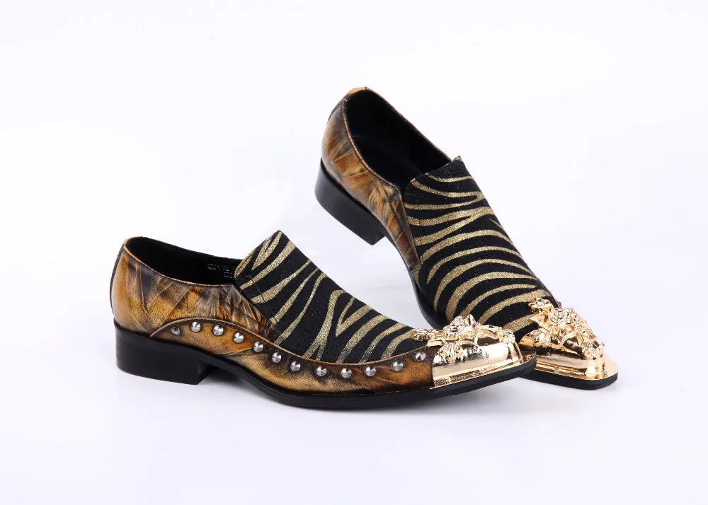 Luxury Metal Tip Formal Men Dress Shoes Leather Spikes Studded Men's Evening Wedding Party Shoes Plus Size