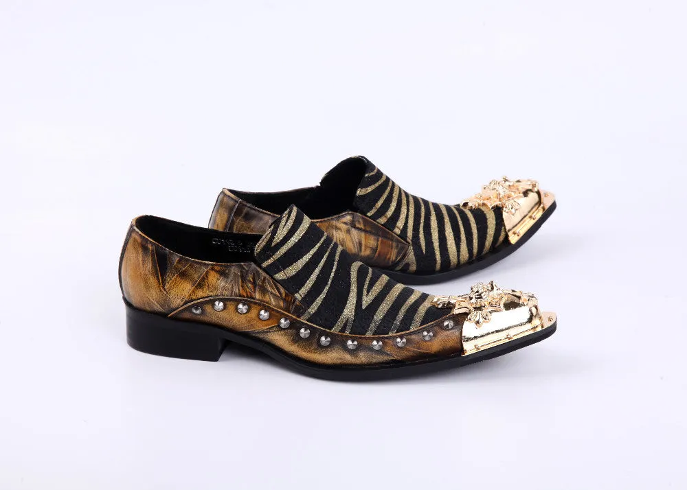 Luxury Metal Tip Formal Men Dress Shoes Leather Spikes Studded Men's Evening Wedding Party Shoes Plus Size