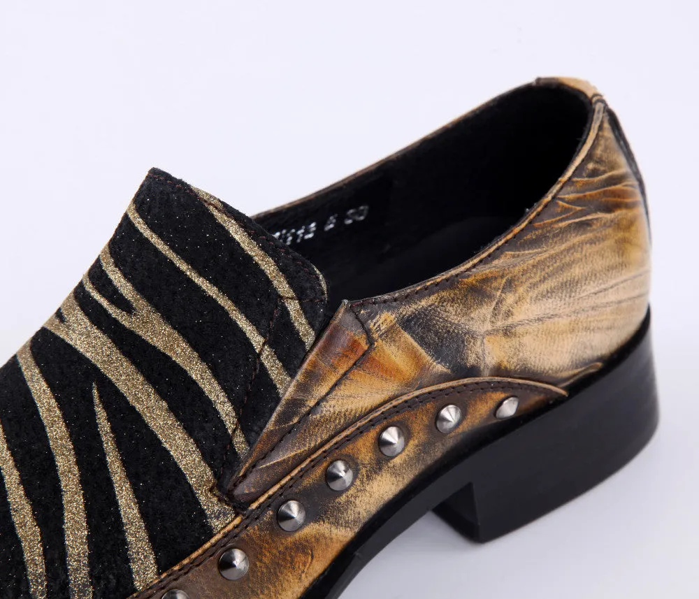 Luxury Metal Tip Formal Men Dress Shoes Leather Spikes Studded Men's Evening Wedding Party Shoes Plus Size