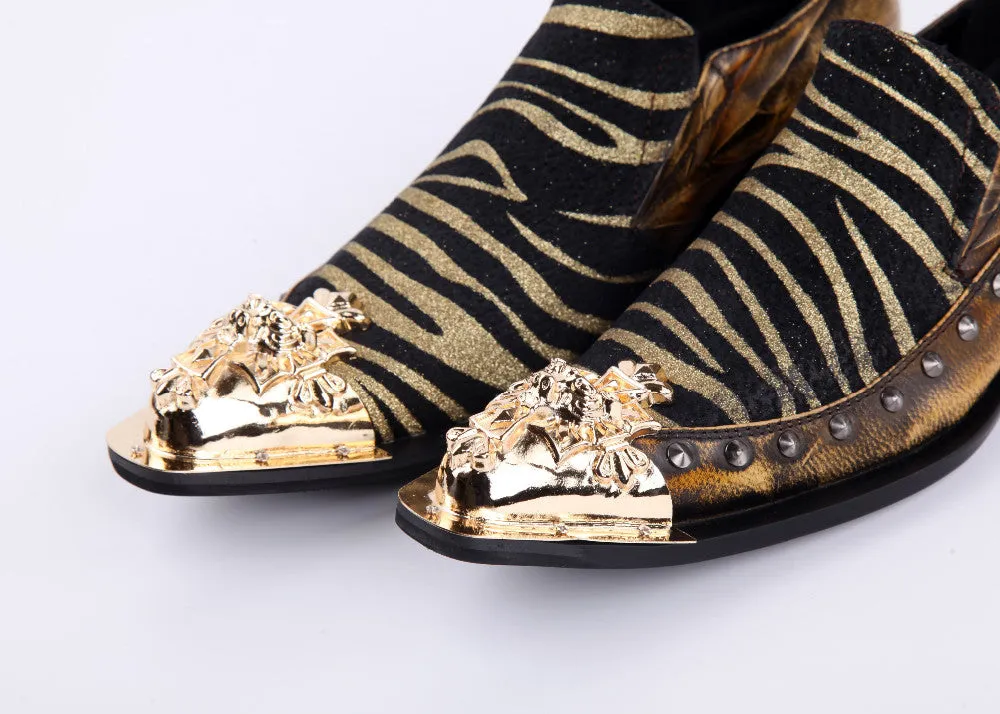 Luxury Metal Tip Formal Men Dress Shoes Leather Spikes Studded Men's Evening Wedding Party Shoes Plus Size