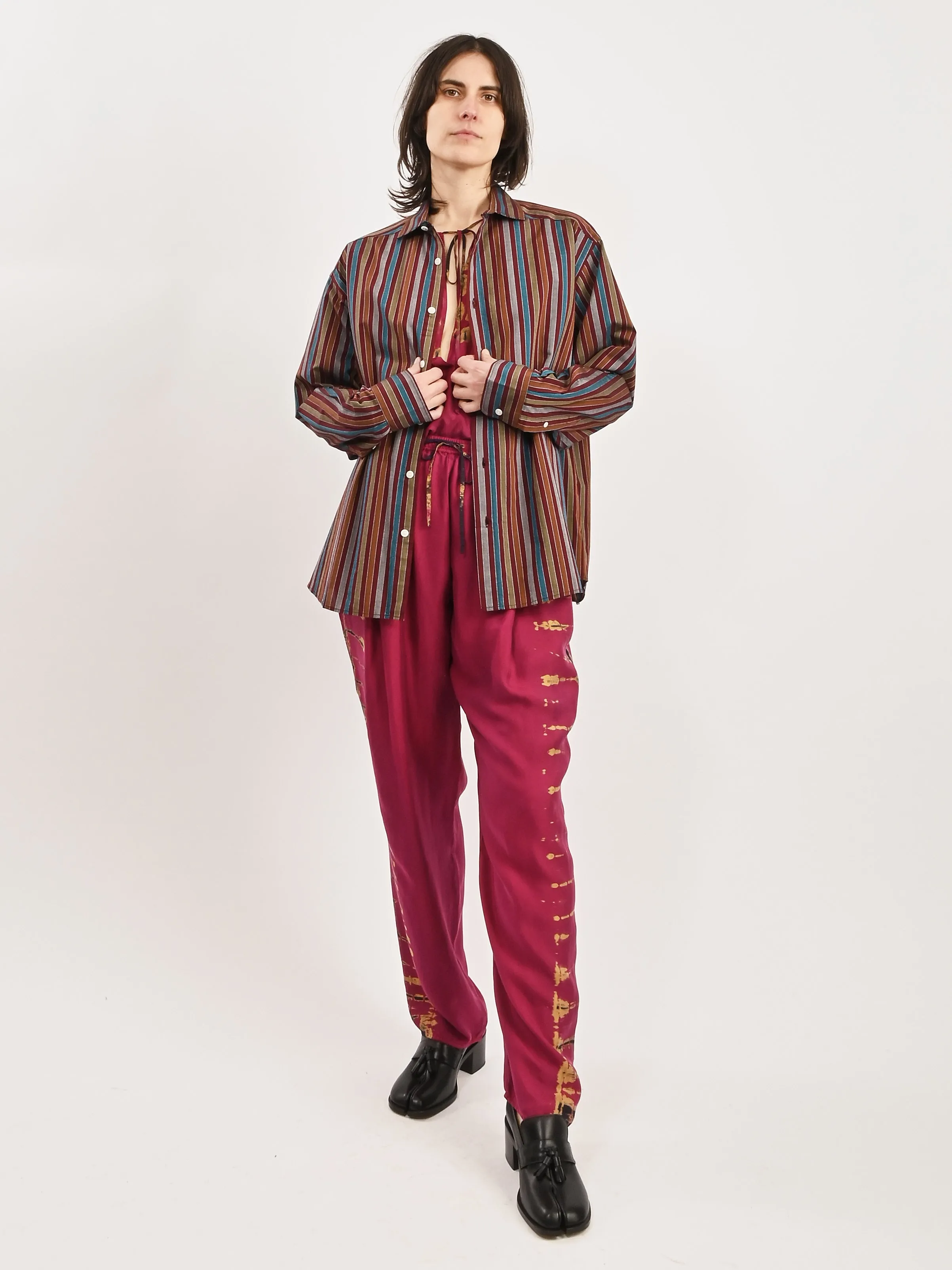 Maroon Multi Stripe Claude Shirt